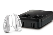 Hearing aides with black charging box